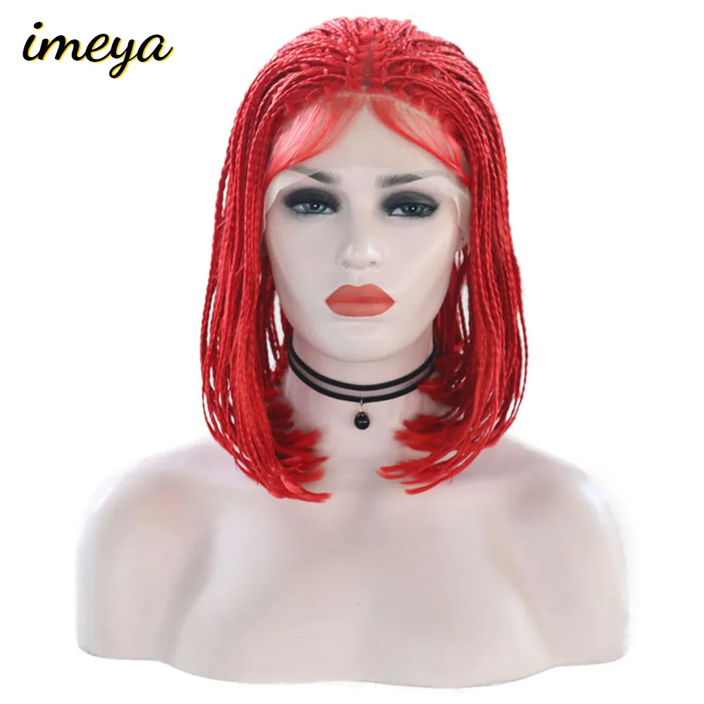 Imeya Short Bob Micro Braided Wigs Lace Front Wigs Synthetic Red Color High Temperature Fiber Hair Cosplay Wigs
Imeya Short Bob Micro Braided Wigs Lace Front Wigs Synthetic Red Color High Temperature Fiber Hair Cosplay Wigs