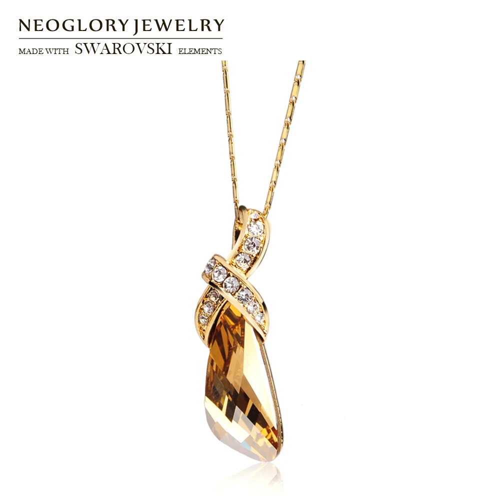 Neoglory Австрия Кристалл & горный хрусталь длинная цепочка с кулоном элегантный