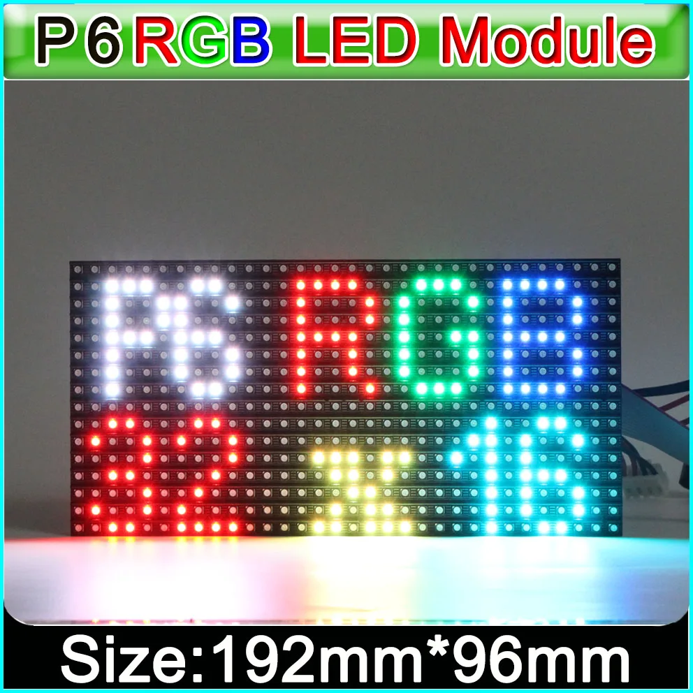 P6 indoor full color LED display module,SMD 3in1 RGB P6 *** LED display video module, Constant driving 1/8 Scan,192*96mm
P6 indoor full color LED display module,SMD 3in1 RGB P6 *** LED display video module, Constant driving 1/8 Scan,192*96mm