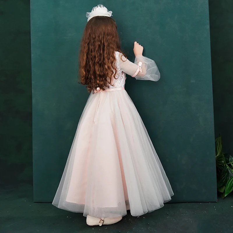 Holy Communion Dress Embroidery Stand Collar Kids Formal Dress Flare Sleeve Foor Length Flower Girl Dresses for Wedding B296
Holy Communion Dress Embroidery Stand Collar Kids Formal Dress Flare Sleeve Foor Length Flower Girl Dresses for Wedding B296