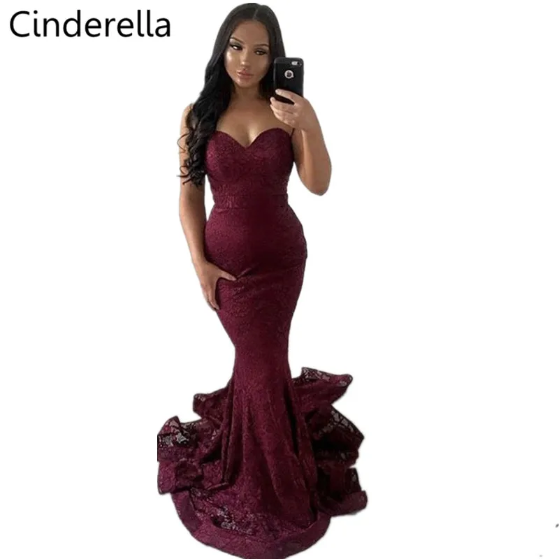 Cinderella Elegant Burgundy Sleeveless Floor Length Mermaid Lace Evening Dresses 2019 New Zipper Back Seep Train Evening Dresses
Cinderella Elegant Burgundy Sleeveless Floor Length Mermaid Lace Evening Dresses 2019 New Zipper Back Seep Train Evening Dresses