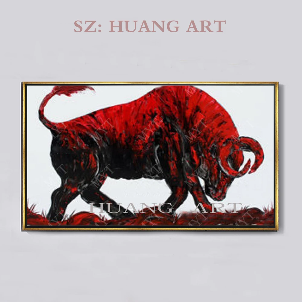 Hand-painted farm Animal oil painting modern abstract wall art home decoration large red bull bullfight picture
Hand-painted farm Animal oil painting modern abstract wall art home decoration large red bull bullfight picture