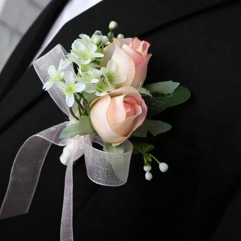 Новый свадебный цветок жениха бутоньерки булавка брошь отец искусственный