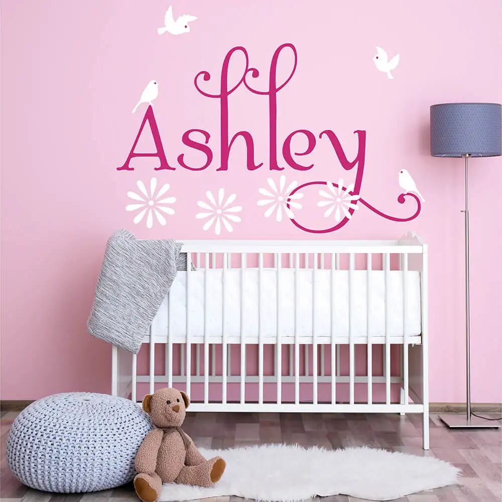 Personalised Girl Name with Birds and Flowers Wall Sticker Flowers Custom Name Wall Decal for Girl's Room 835C
Personalised Girl Name with Birds and Flowers Wall Sticker Flowers Custom Name Wall Decal for Girl's Room 835C