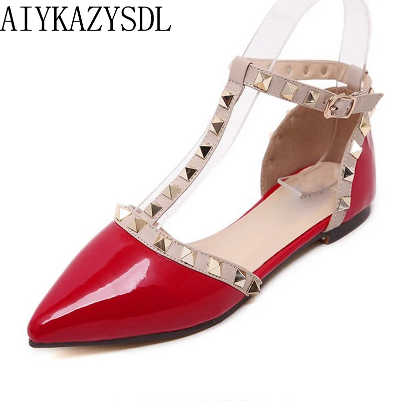 AIYKAZYSDL Women Flat Heels Cut Out Sandals Rivets Ankle T-tied strap Oxford Studded Moccasins Ballerinas Casual Shoes Red Black
AIYKAZYSDL Women Flat Heels Cut Out Sandals Rivets Ankle T-tied strap Oxford Studded Moccasins Ballerinas Casual Shoes Red Black