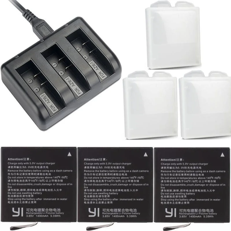 

Оригинальный аккумулятор для Xiaomi YI 4K, зарядное устройство USB 3-way для экшн-камеры Xiaomi yi, 2 аксессуары, аккумулятор 1400 мАч, 4K + Lite