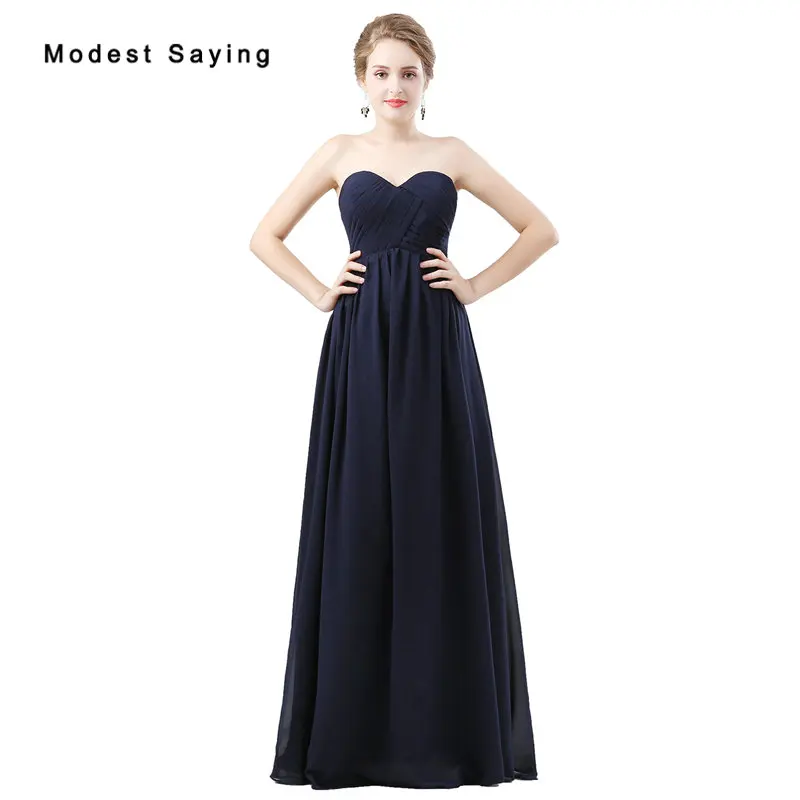 Elegant Navy Blue A-Line Sweetheart Pleated Bridesmaid Dresses 2018 Girls Floor-Length Chiffon Maid of Honor Party Prom Gowns
Elegant Navy Blue A-Line Sweetheart Pleated Bridesmaid Dresses 2018 Girls Floor-Length Chiffon Maid of Honor Party Prom Gowns