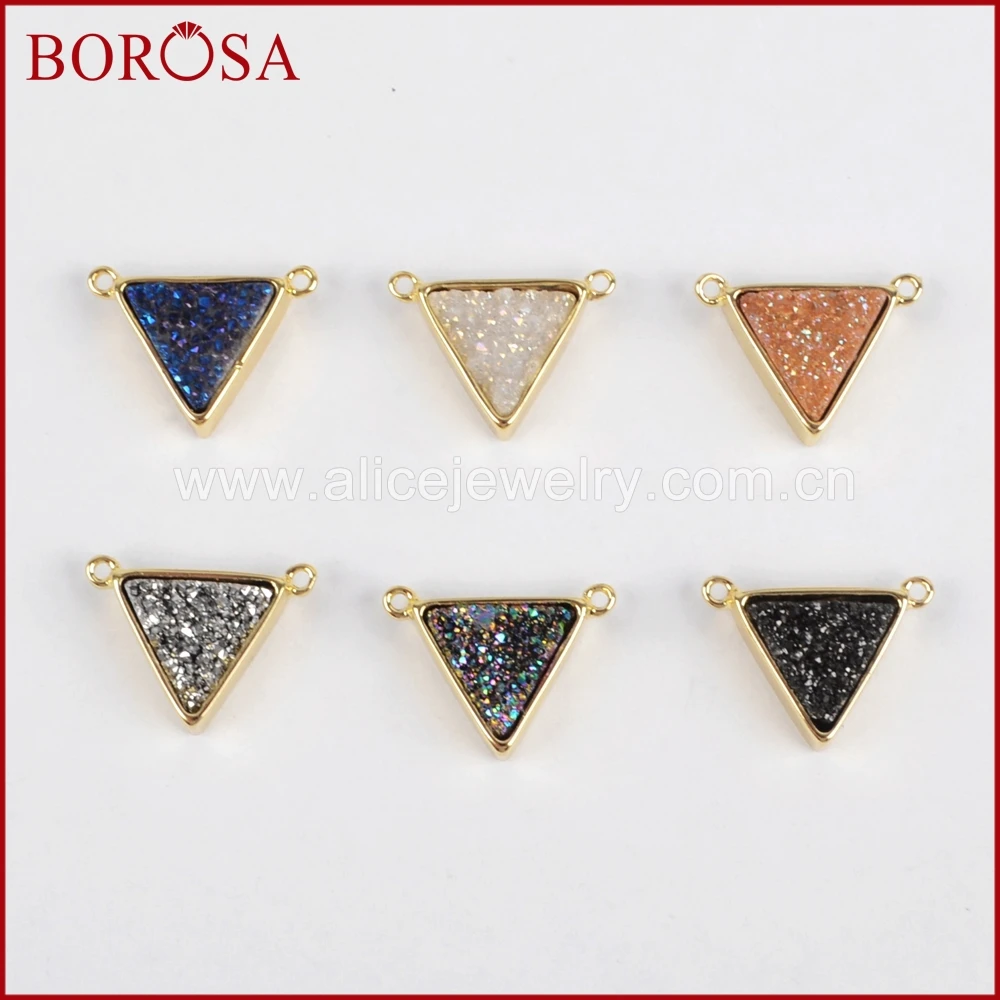 BOROSA Fashion Connector Gold Color Bezel Triangle Rainbow Titanium Geode Druzy Connector Pendants for Women Necklace ZG0157
BOROSA Fashion Connector Gold Color Bezel Triangle Rainbow Titanium Geode Druzy Connector Pendants for Women Necklace ZG0157