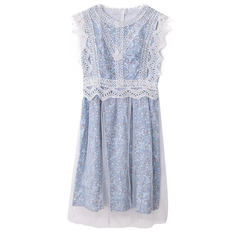 PERHAPS U Blue Apricot Hollow Lace Mesh Floral Print Knee Length Dress Sleeveless Lace Edge O Neck Zipper Dress Summer D1537
PERHAPS U Blue Apricot Hollow Lace Mesh Floral Print Knee Length Dress Sleeveless Lace Edge O Neck Zipper Dress Summer D1537