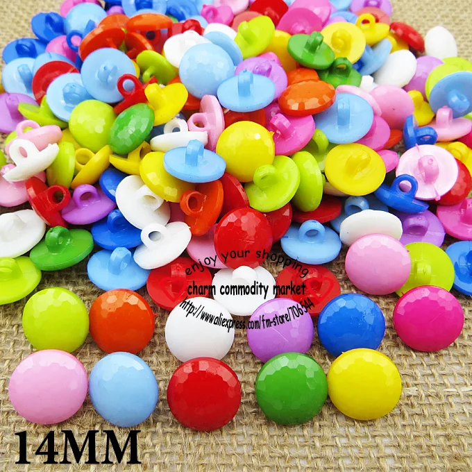 50 шт. 14 мм круглые цветные крашеные пластиковые пуговицы с шариками из