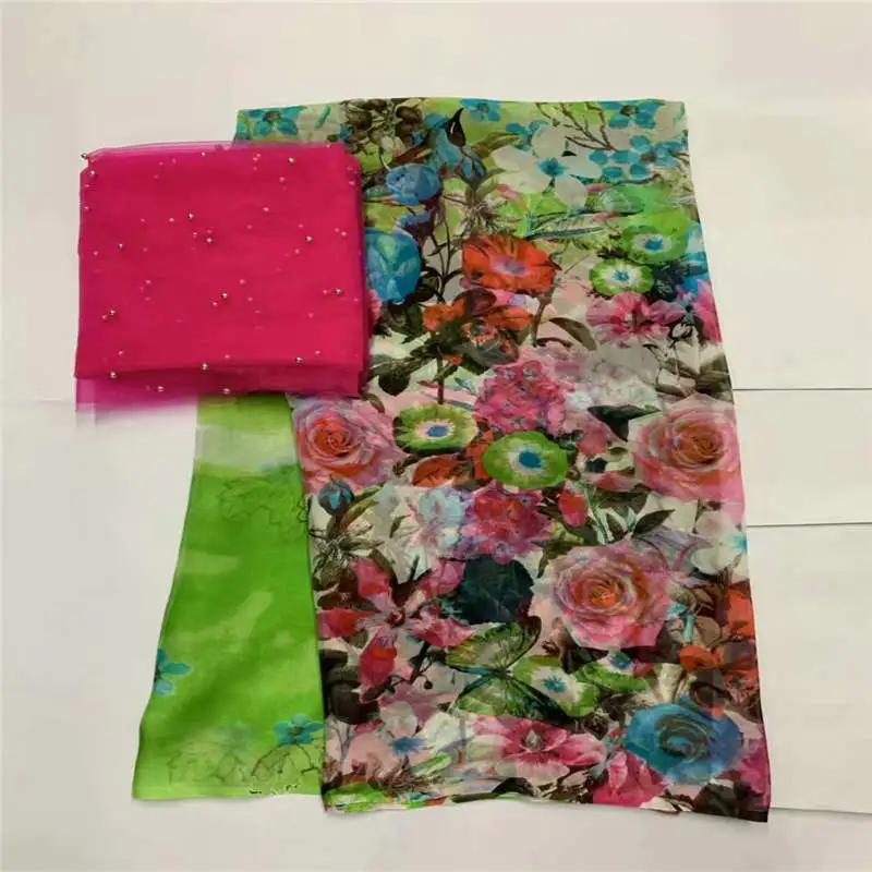 High Quality 5+2 Yards African 100% Silk Chiffon Lace Fabric For Lady Dress Stretch Printed Silk Fabric! LXF41112
High Quality 5+2 Yards African 100% Silk Chiffon Lace Fabric For Lady Dress Stretch Printed Silk Fabric! LXF41112