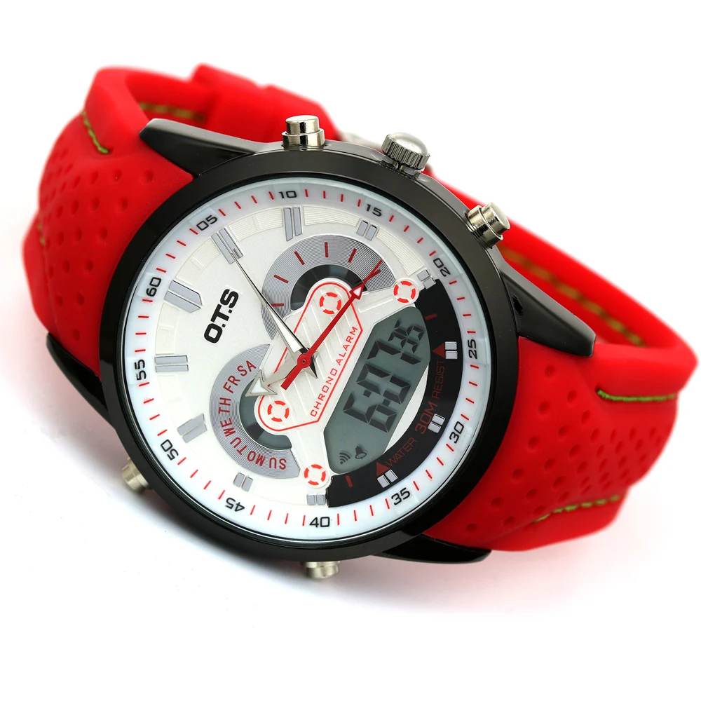 2016 Мужские кварцевые цифровые часы мужские спортивные Relogio Masculino O.T.S Shock Relojes