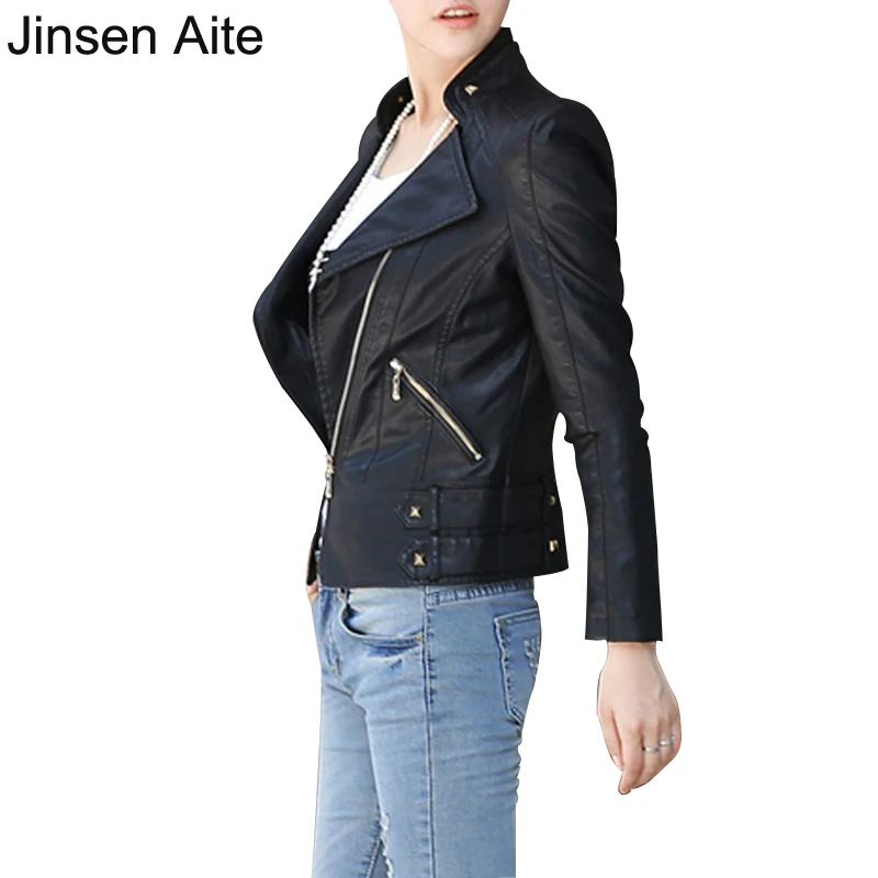 Jinsen Aite New Fashion Autumn&Spring Women Brand Faux Soft Leather Jackets PU Blazer Zippers Casual Slim Motorcycle Coat JS364
Jinsen Aite New Fashion Autumn&Spring Women Brand Faux Soft Leather Jackets PU Blazer Zippers Casual Slim Motorcycle Coat JS364