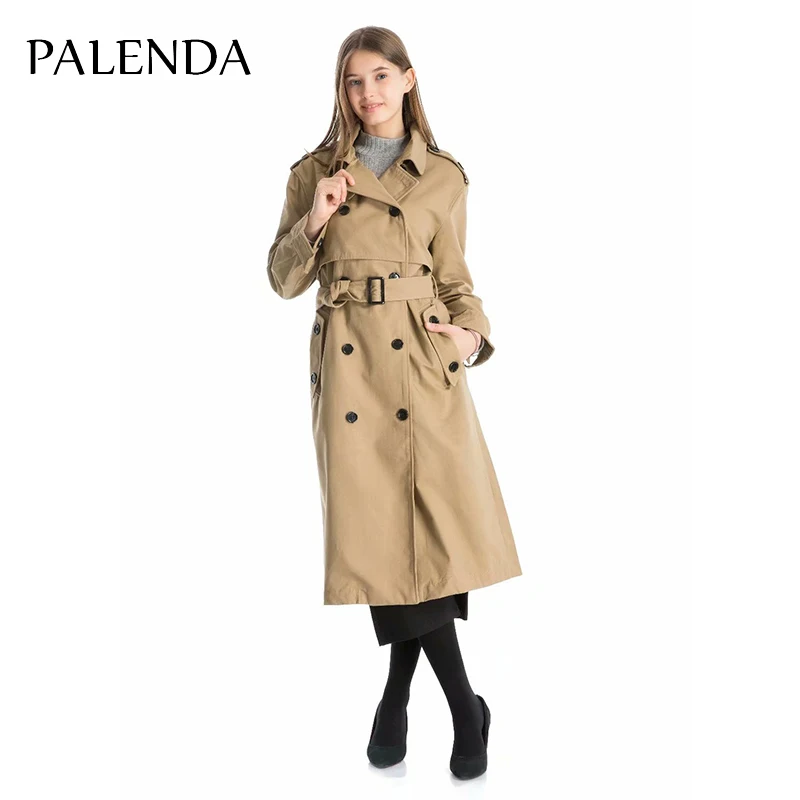 PALENDA 2018 new women wind coat long Lapel long sleeved solid color belt double-breasted windbreaker jacket cotton material
PALENDA 2018 new women wind coat long Lapel long sleeved solid color belt double-breasted windbreaker jacket cotton material