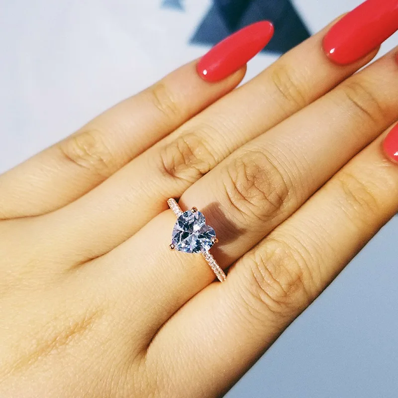 Solid 925 Sterling Silver Ring Finger heart shape fashion promise Ring for Women Jewelry fashion Engagement R4597S-Rose gold
Solid 925 Sterling Silver Ring Finger heart shape fashion promise Ring for Women Jewelry fashion Engagement R4597S-Rose gold
