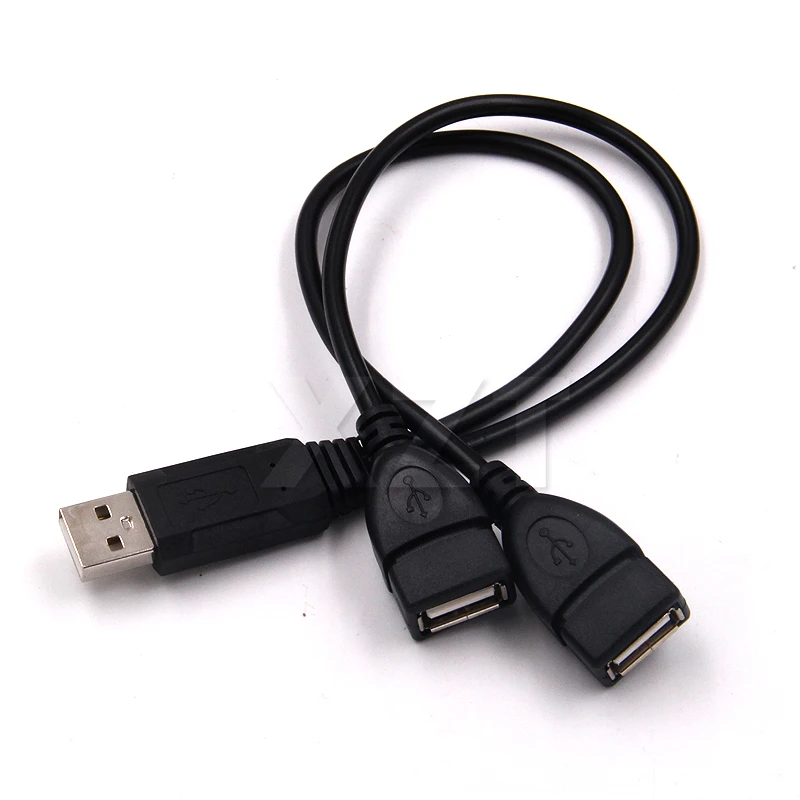 

USB 2,0 A 1 штекер на 2 двойных USB гнезда адаптер питания для передачи данных Y-образный разветвитель зарядный USB кабель Удлинительный кабель Шнур