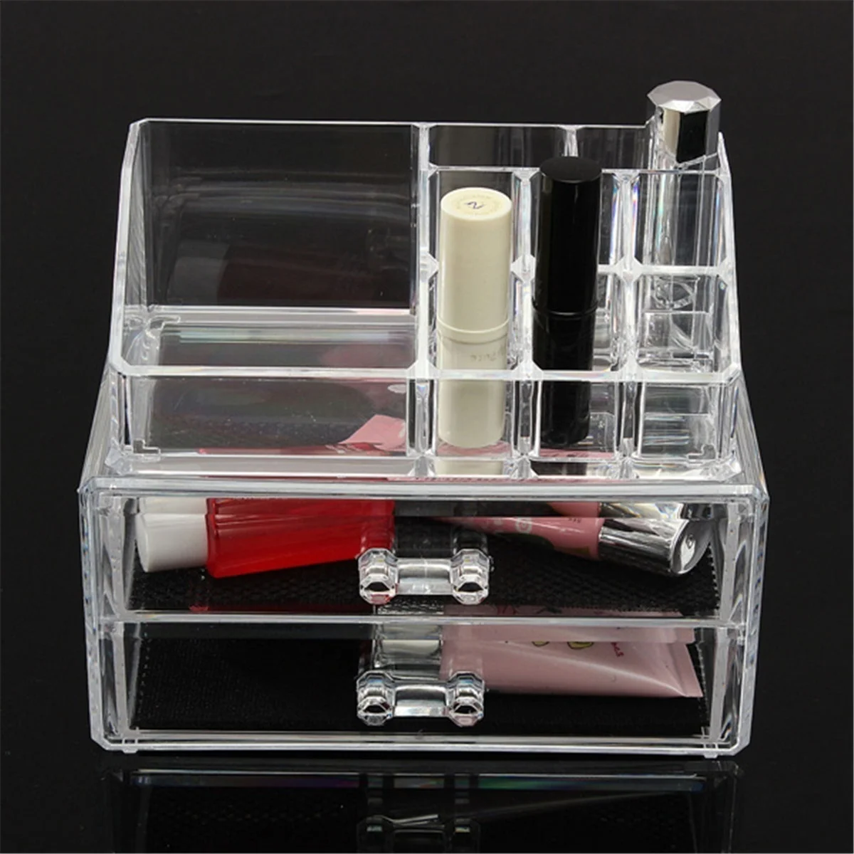 Fashion Makeup Case Acrylic Transparent Cosmetic Display Holder Jewelry Storage Box Organizer Container + Top Section
Fashion Makeup Case Acrylic Transparent Cosmetic Display Holder Jewelry Storage Box Organizer Container + Top Section