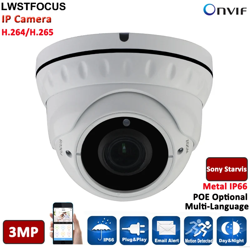Ip-камера с переменным фокусным расстоянием мм 2 8-12 3MP купольная ip-камера LWIRDNTS300 1080 P