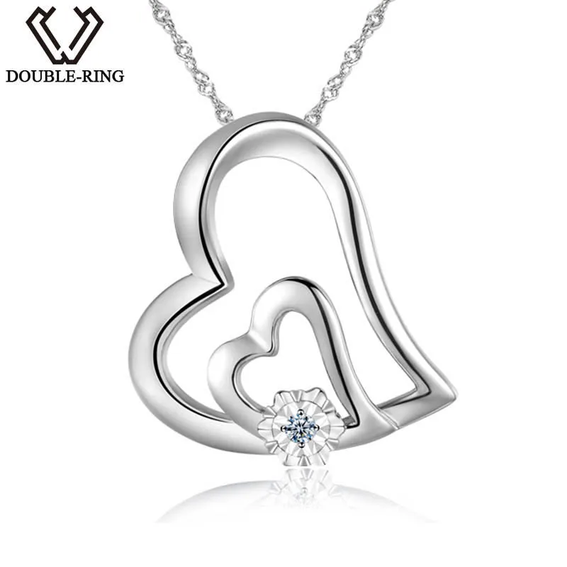 DOUBLE-R 0.01ct Real Diamond Pendants Women 925 Sterling Silver Heart Necklace Natural White Diamond Jewelry Valentine's Gift
DOUBLE-R 0.01ct Real Diamond Pendants Women 925 Sterling Silver Heart Necklace Natural White Diamond Jewelry Valentine's Gift