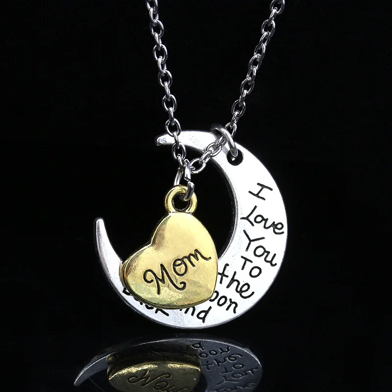 Ожерелье с кулоном в виде Луны сердца английского алфавита для семьи мамы папы