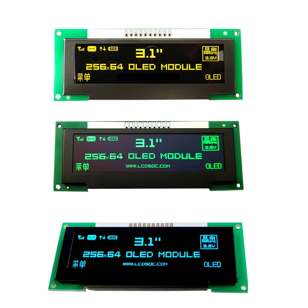 3.1'' inch OLED LCD Screen 256X64 OLED display module SPI 3.3V Green / BLUE YELLOW color FOR IO level 51 STM32 ssd1322 control
3.1'' inch OLED LCD Screen 256X64 OLED display module SPI 3.3V Green / BLUE YELLOW color FOR IO level 51 STM32 ssd1322 control
