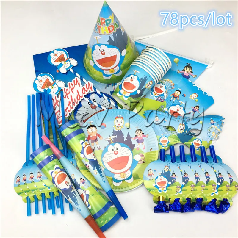 78 шт./лот Cartonn Doraemon тема партии одноразовая посуда набор бумажный стаканчик
