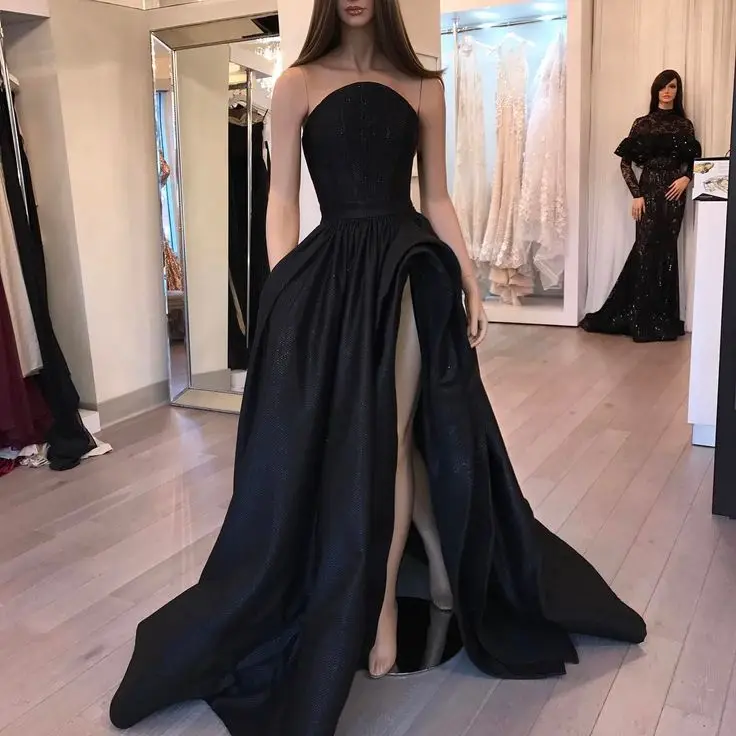 New Beautiful Black Long Prom Dress 2019 Sexy High Slit Dresses For Women Evening Party Wear Spaghetti Strap
New Beautiful Black Long Prom Dress 2019 Sexy High Slit Dresses For Women Evening Party Wear Spaghetti Strap