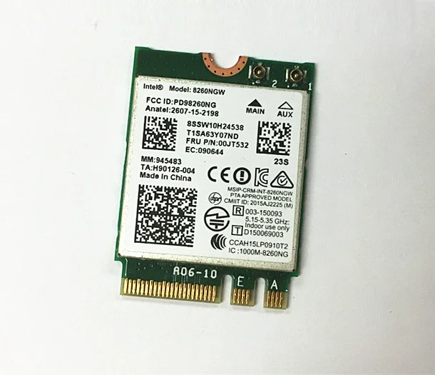 Новинка для Intel 8260 AC 8260NGW 802.11ac 2,4G/5 ГГц NGFF Wi-Fi для Bluetooth4.2 карты для LENOVO E560 L560 L460 P40 P50 T460 00JT532
Новинка для Intel 8260 AC 8260NGW 802.11ac 2,4G/5 ГГц NGFF Wi-Fi для Bluetooth4.2 карты для LENOVO E560 L560 L460 P40 P50 T460 00JT532