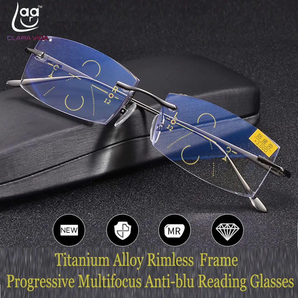 Прогрессивные многофокальные очки для чтения Clear Vida из титанового сплава без