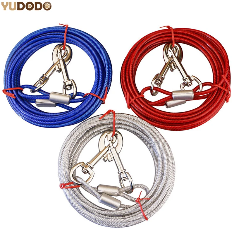 

3M/5M/10M Steel Wire Dogs Double Leashes Anti-bite Non-Tangle Pet Outdoor Picnic Camping Walking Belt Strap Lead Leash 3 Colors