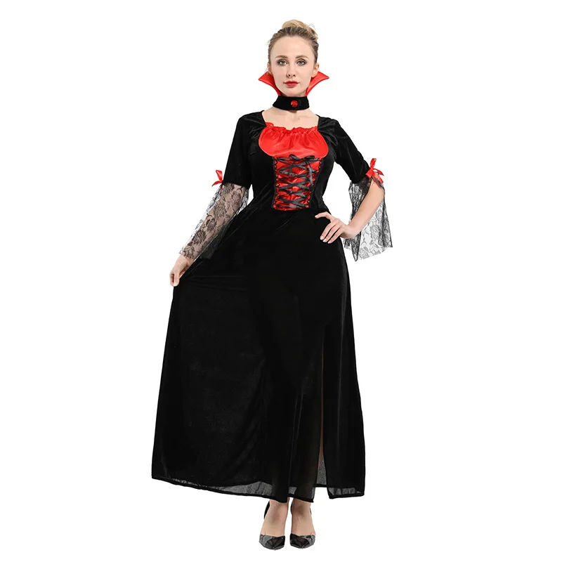 Женский костюм вампира HUIHONSHE Черное длинное платье для маскарадные костюмы