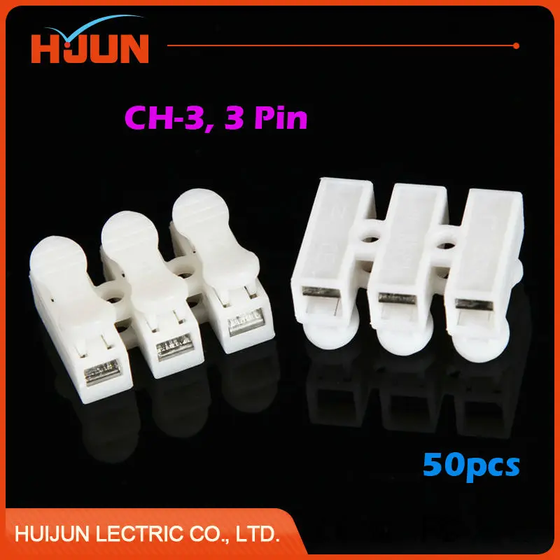 50pcs/lot 3 Pin Push Quick Cable Connector Universal Reuseable Clamp Wire Terminal Wiring 300W 250V CH-3
50pcs/lot 3 Pin Push Quick Cable Connector Universal Reuseable Clamp Wire Terminal Wiring 300W 250V CH-3