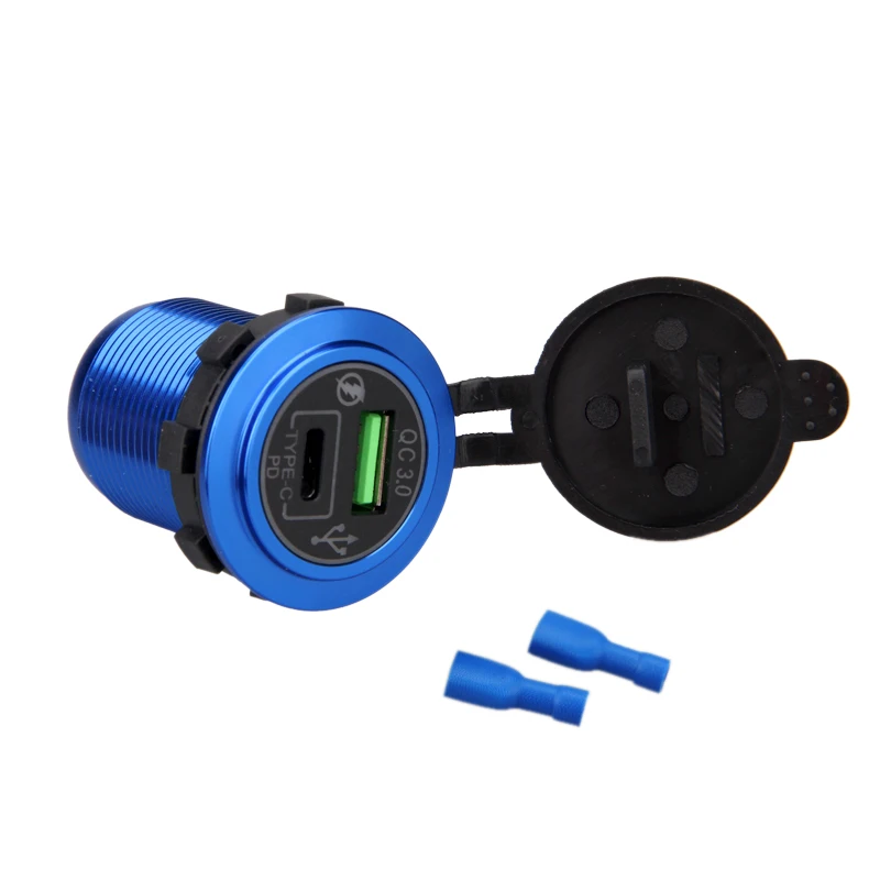 Blue Aluminum QC3.0 USB Type-C Ports LED PD Fast Charger Adapter for Car Boat ATV Motorcycle
Blue Aluminum QC3.0 USB Type-C Ports LED PD Fast Charger Adapter for Car Boat ATV Motorcycle