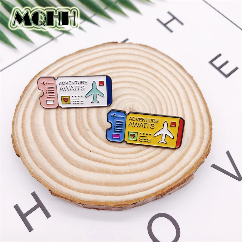 Creative Cartoon Airline Ticket ADVENTURE AWAITS Aircraft Love Enamel Brooch Alloy Badge T-shirt Bag Pin Accessories Jewelry
Creative Cartoon Airline Ticket ADVENTURE AWAITS Aircraft Love Enamel Brooch Alloy Badge T-shirt Bag Pin Accessories Jewelry