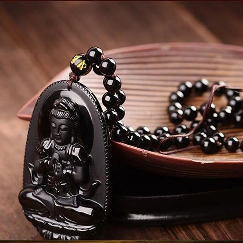 Fine Jewelry Natural Black Obsidian Carved Guanyin Lucky Amulet Pendant Jade Necklace For Women Men
Fine Jewelry Natural Black Obsidian Carved Guanyin Lucky Amulet Pendant Jade Necklace For Women Men