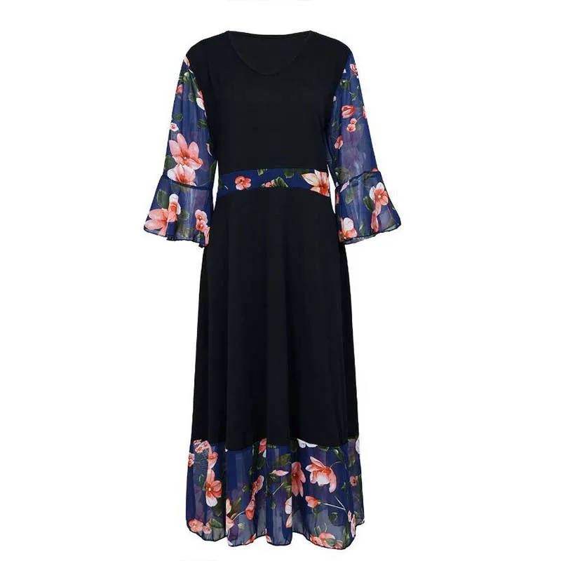 2019 5XL Big Size Dress Spring Elegant Printing Stitching Dresses Fashion Women Clothing Vestido Black Long Dress of Women
2019 5XL Big Size Dress Spring Elegant Printing Stitching Dresses Fashion Women Clothing Vestido Black Long Dress of Women