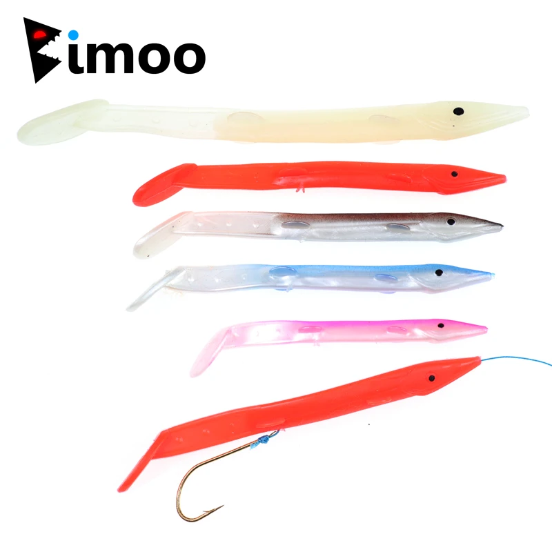 

Bimoo 10pcs Soft Bait Fish Sabiki Rig Eel Style Jelly Lures Saltwater Fishing Lure Lumo White Lumo Green Red Pink Back Blue Back