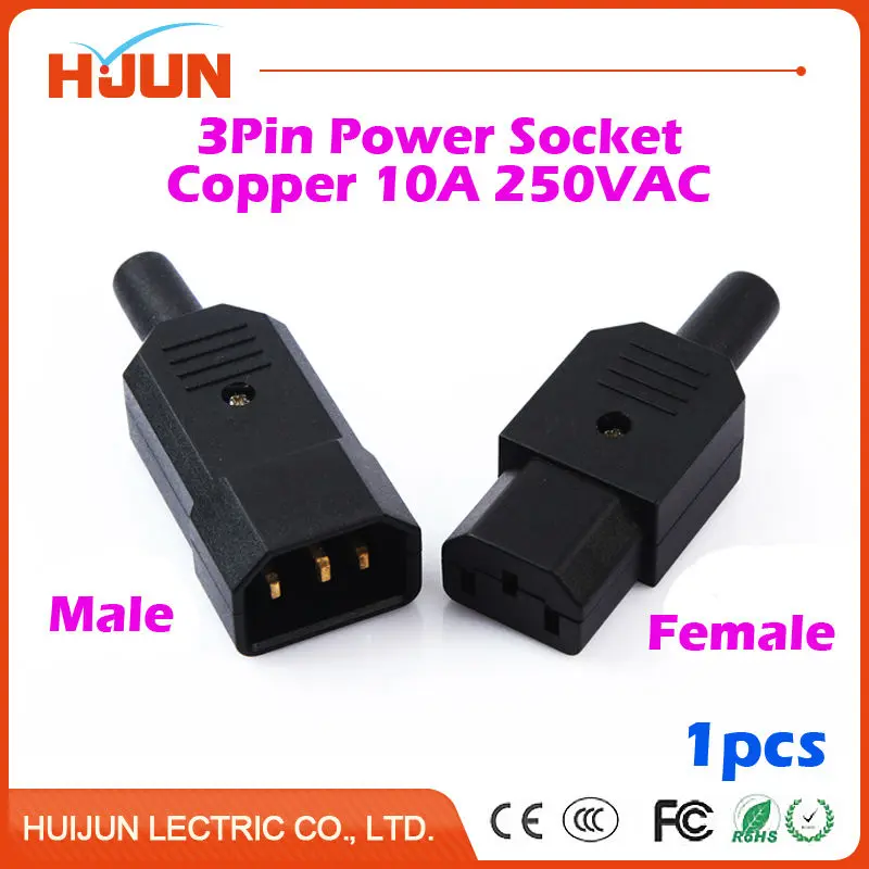 1Pcs High Quality 3 Pin Male & Female Power Socket Copper Inlet Connector Plug 10A 250VAC Computer Electric Cooker Electrombile
1Pcs High Quality 3 Pin Male & Female Power Socket Copper Inlet Connector Plug 10A 250VAC Computer Electric Cooker Electrombile