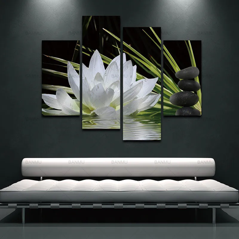 BANMU 4 Pieces Canvas Print Wall Paintings for Home Flower White Lotus In Black Wall Art Picture Modern Modular Picture Unframed
BANMU 4 Pieces Canvas Print Wall Paintings for Home Flower White Lotus In Black Wall Art Picture Modern Modular Picture Unframed
