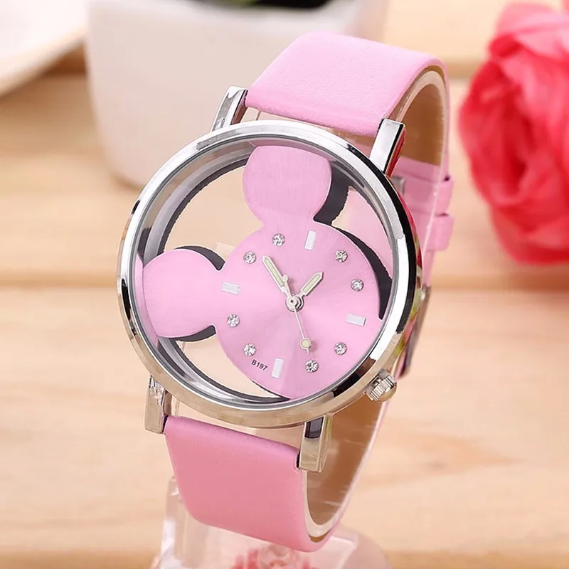 New Fashion Cartoon Mickey Quartz Watches Women transparent hollow dial leather Women Watch Relogio feminino
New Fashion Cartoon Mickey Quartz Watches Women transparent hollow dial leather Women Watch Relogio feminino