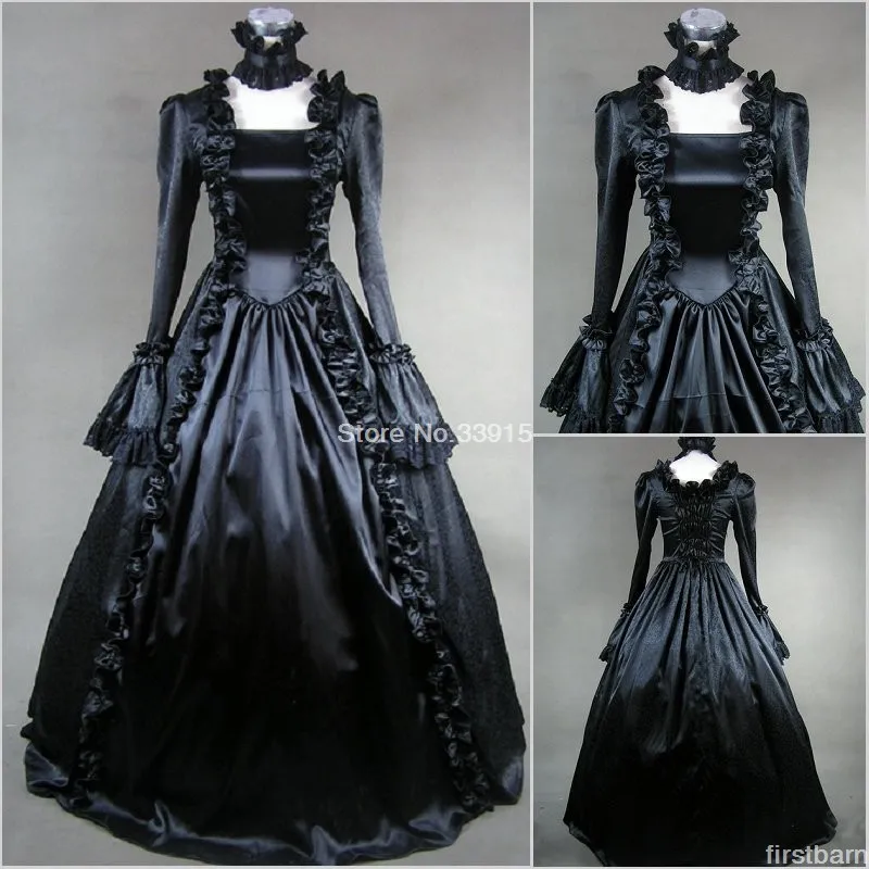 Таинственное винтажное викторианское платье готическое черное вечерние нее на