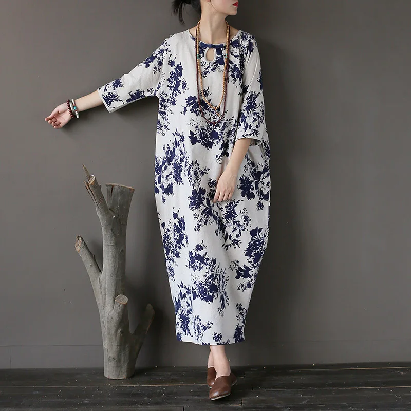 Women Print Floral Dresses Sweet 2018 Autumn New Arrival Cotton Linen Three quarter Women Casual Loose Long Sleeve Vintage Dress
Women Print Floral Dresses Sweet 2018 Autumn New Arrival Cotton Linen Three quarter Women Casual Loose Long Sleeve Vintage Dress