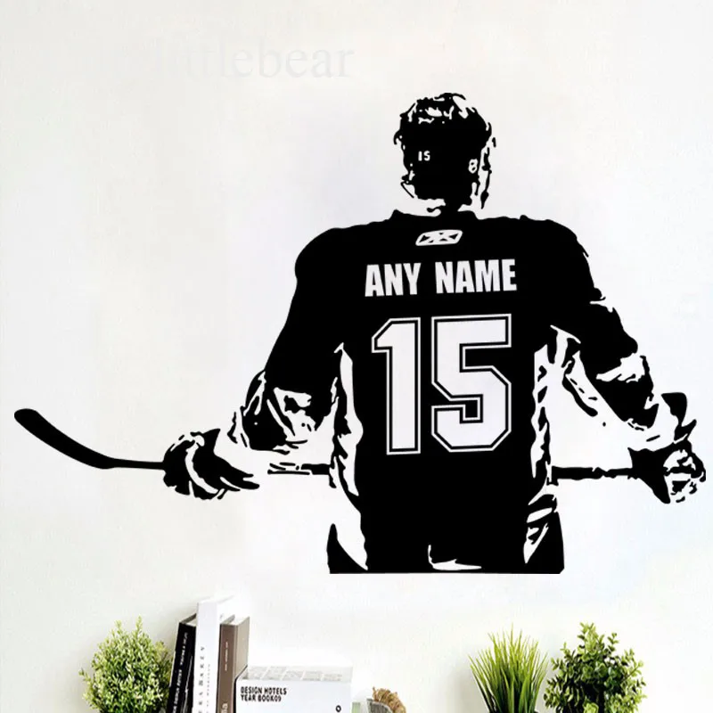 Наклейка на стену с хоккеем и игроком наклейка именем номером