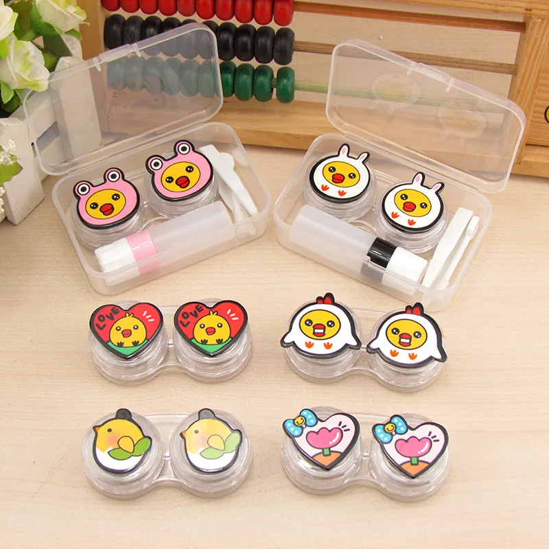 

10pcs/lot Cute multiple chicks pattern Convenient to carry contact lenses box Both men and women can use Invisible nurse box