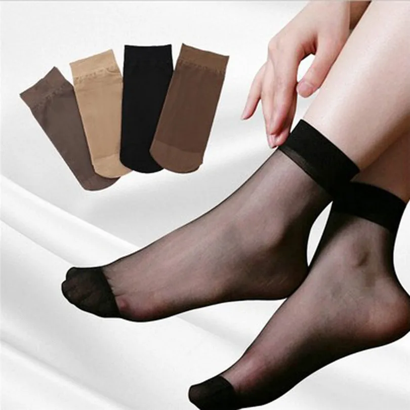 10 пар носков женские ультра тонкие эластичные шелковые короткие носки