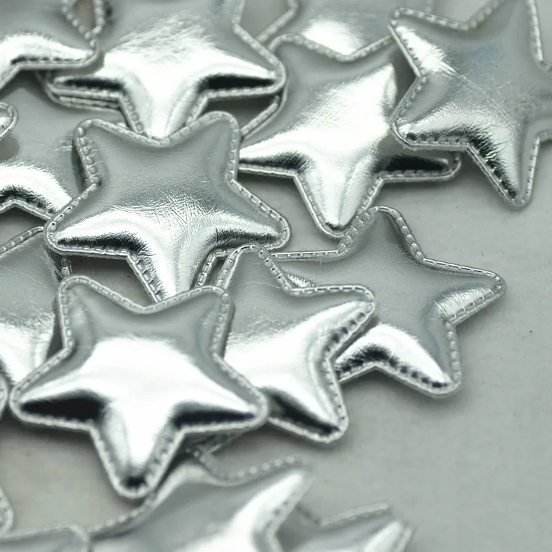 Фото 46 мм 30 ⑤ упак. серебряные Ультразвуковые швейные счастливые звезды поделки