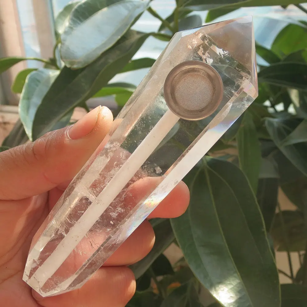 80~100g High Quality 100% Natural Clear Quartz Point Wand Crystal Smoking Pipe Cigarette Holder Reiki Healing Treatment
80~100g High Quality 100% Natural Clear Quartz Point Wand Crystal Smoking Pipe Cigarette Holder Reiki Healing Treatment