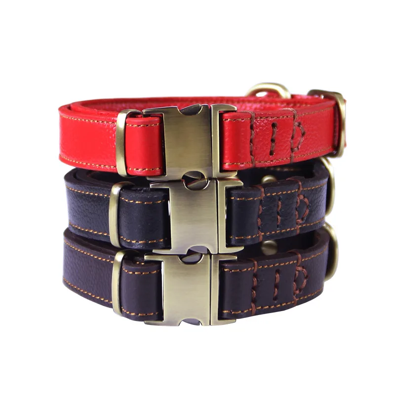 Fashion 3Colors Genuine Leather Cool Necklace Pet Dog Collar For Puppy Cat Medium Large Dogs Neck Strap Adjustable Size Leash
Fashion 3Colors Genuine Leather Cool Necklace Pet Dog Collar For Puppy Cat Medium Large Dogs Neck Strap Adjustable Size Leash