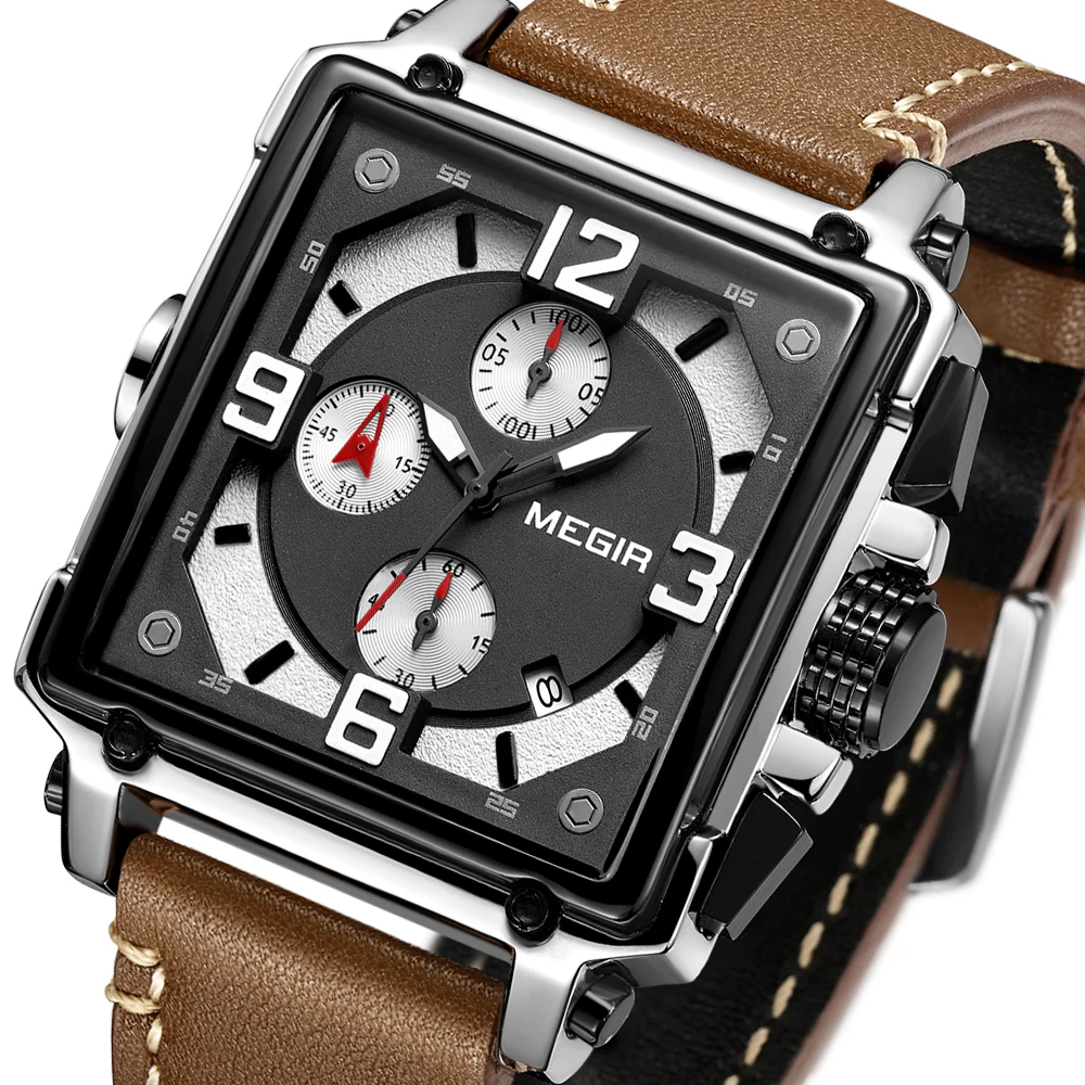MEGIR Luxury Brand 2018 New Design Square Watches Men Quartz Leather Band Casual Military Sport Wristwatch relogio masculino
MEGIR Luxury Brand 2018 New Design Square Watches Men Quartz Leather Band Casual Military Sport Wristwatch relogio masculino
