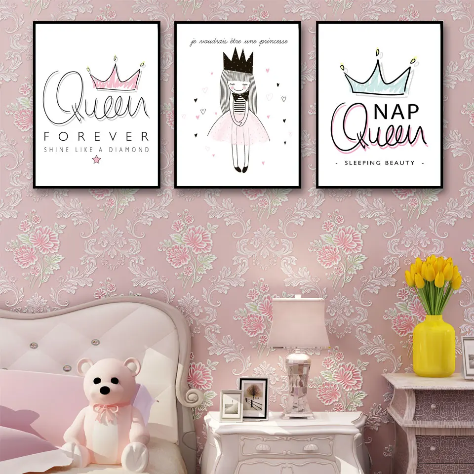 Nordic Crown Queen Pink Girl Wall Art Canvas Painting Posters and Prints Modern Home Decor Wall Pictures For Children No Frame
Nordic Crown Queen Pink Girl Wall Art Canvas Painting Posters and Prints Modern Home Decor Wall Pictures For Children No Frame